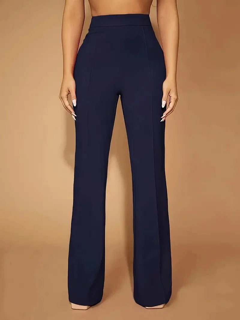 Flared High Waist Trousers, Stylish Bottoms Perfect for Spring & Autumn, Women's Apparel