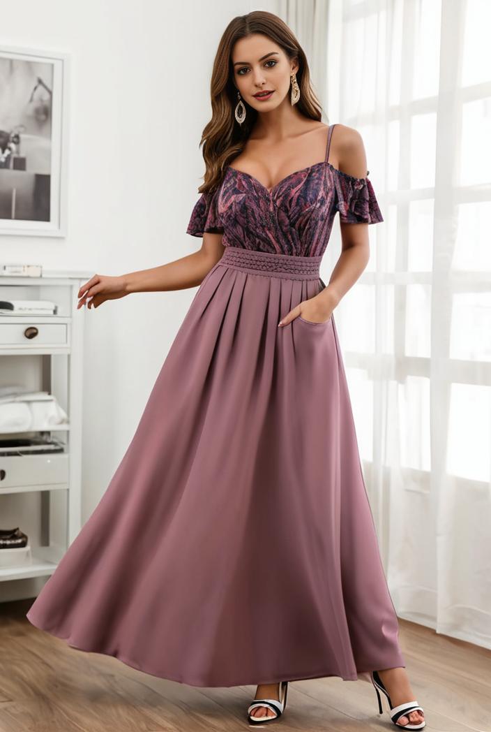 off shoulder spaghetti strap a line maternity dress 116575