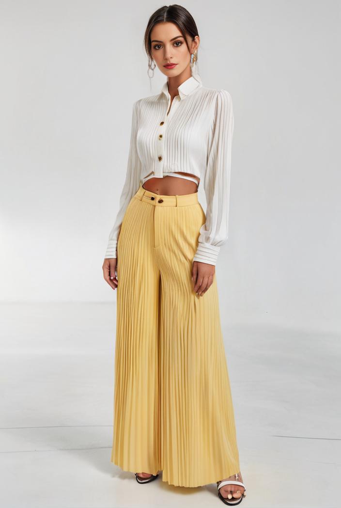 pleated high waist commuting temperament maxi dress 116924