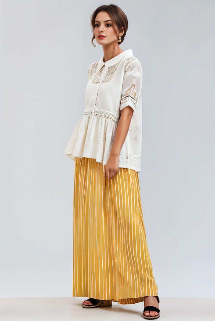 pleated high waist commuting temperament maxi dress 116925