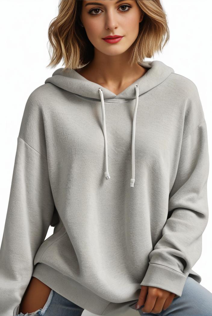 plus size casual hoodie women s plus solid ribbed long sleeve slight stretch hoodie drawstring sweatshirt 117880