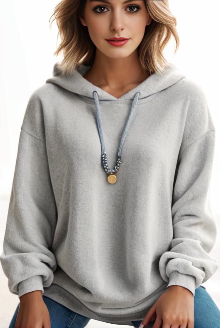 plus size casual hoodie women s plus solid ribbed long sleeve slight stretch hoodie drawstring sweatshirt 117884