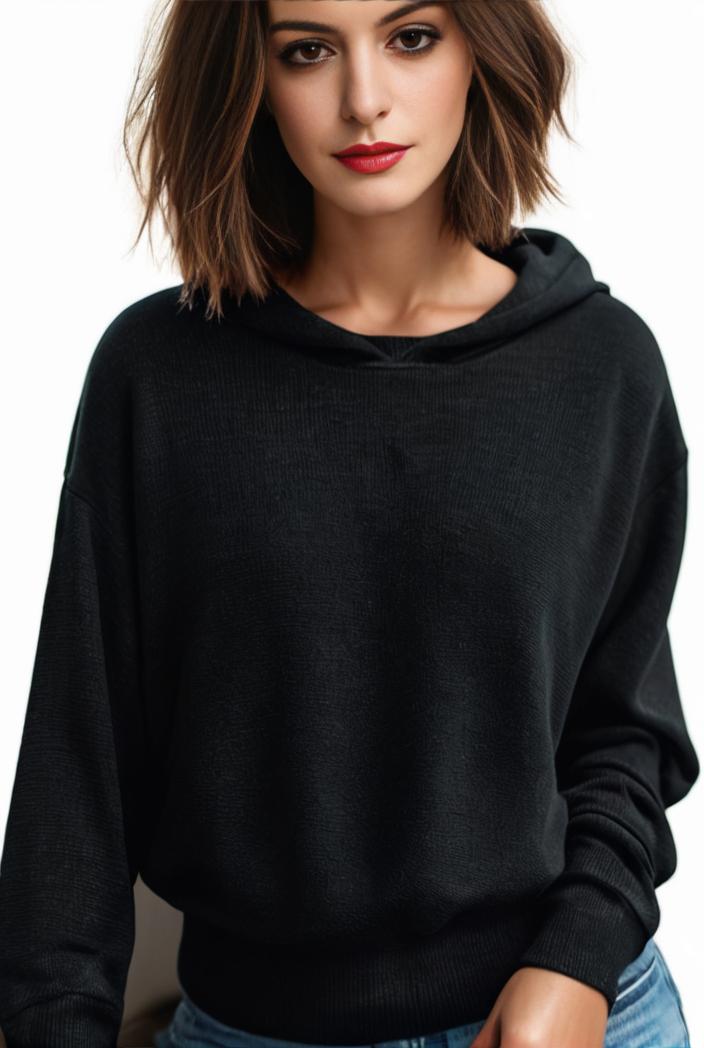 plus size casual hoodie women s plus solid ribbed long sleeve slight stretch hoodie drawstring sweatshirt 117888