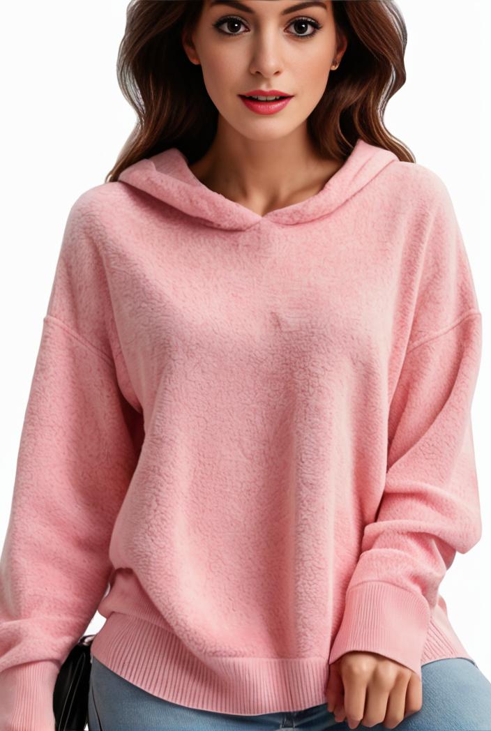 plus size casual hoodie women s plus solid ribbed long sleeve slight stretch hoodie drawstring sweatshirt 117896