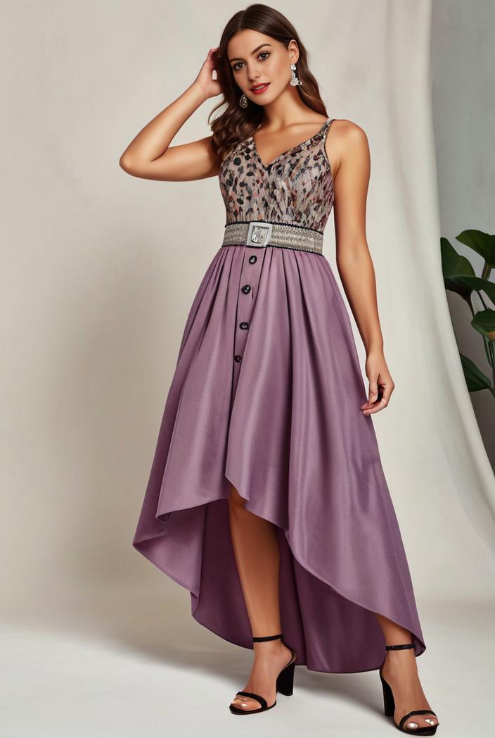 plus size sequin high low deep v neck tulle evening dresses 119987