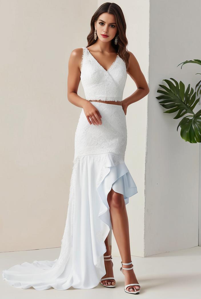 plus size sequin high low deep v neck tulle evening dresses 120033
