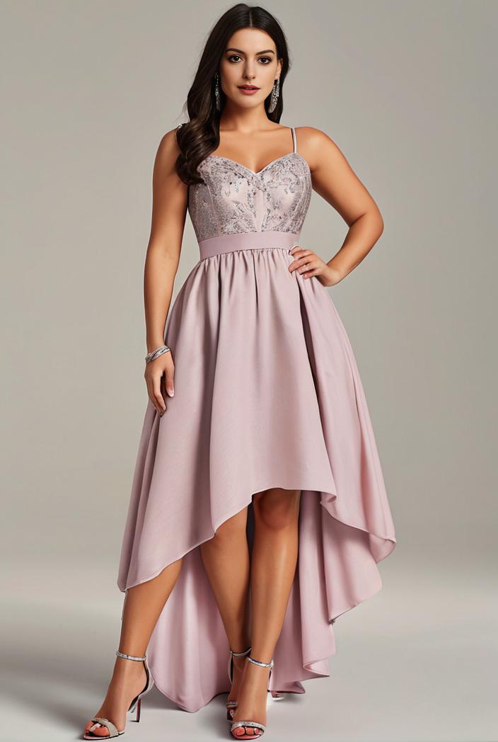 plus size sequin high low deep v neck tulle evening dresses 120041