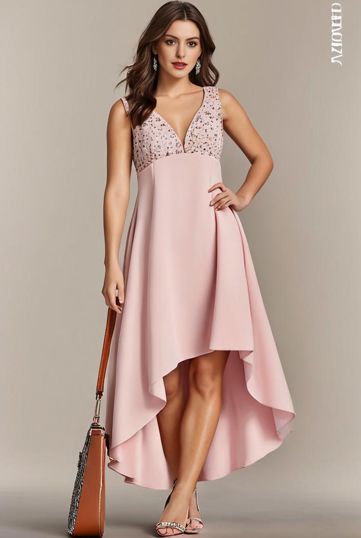 plus size sequin high low deep v neck tulle evening dresses 120045