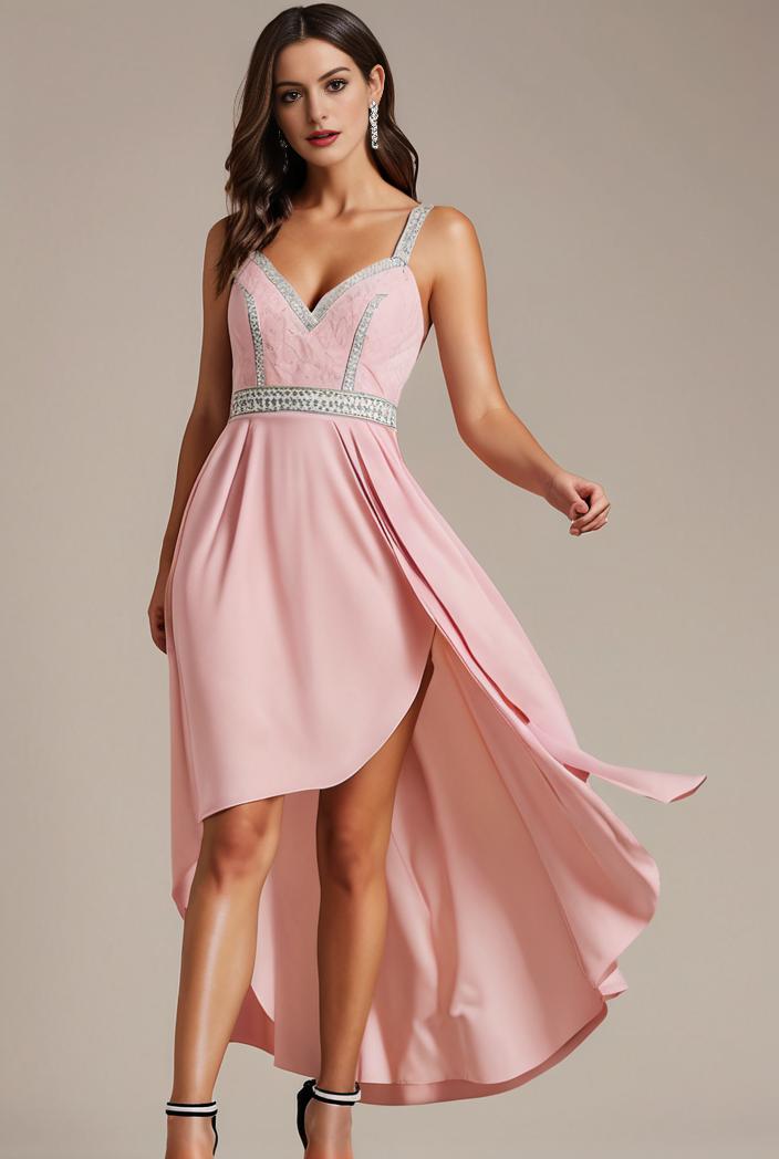 plus size sequin high low deep v neck tulle evening dresses 120058