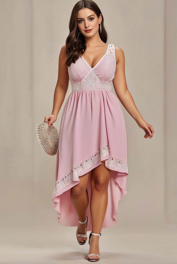 plus size sequin high low deep v neck tulle evening dresses 120077