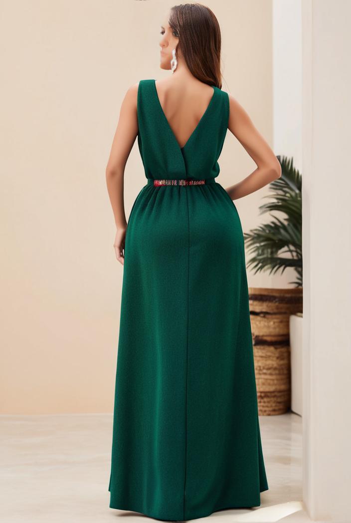 plus size shiny v neck side slit formal evening dress 120184