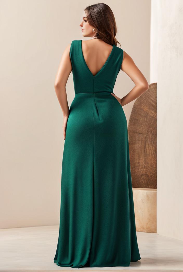 plus size shiny v neck side slit formal evening dress 120188