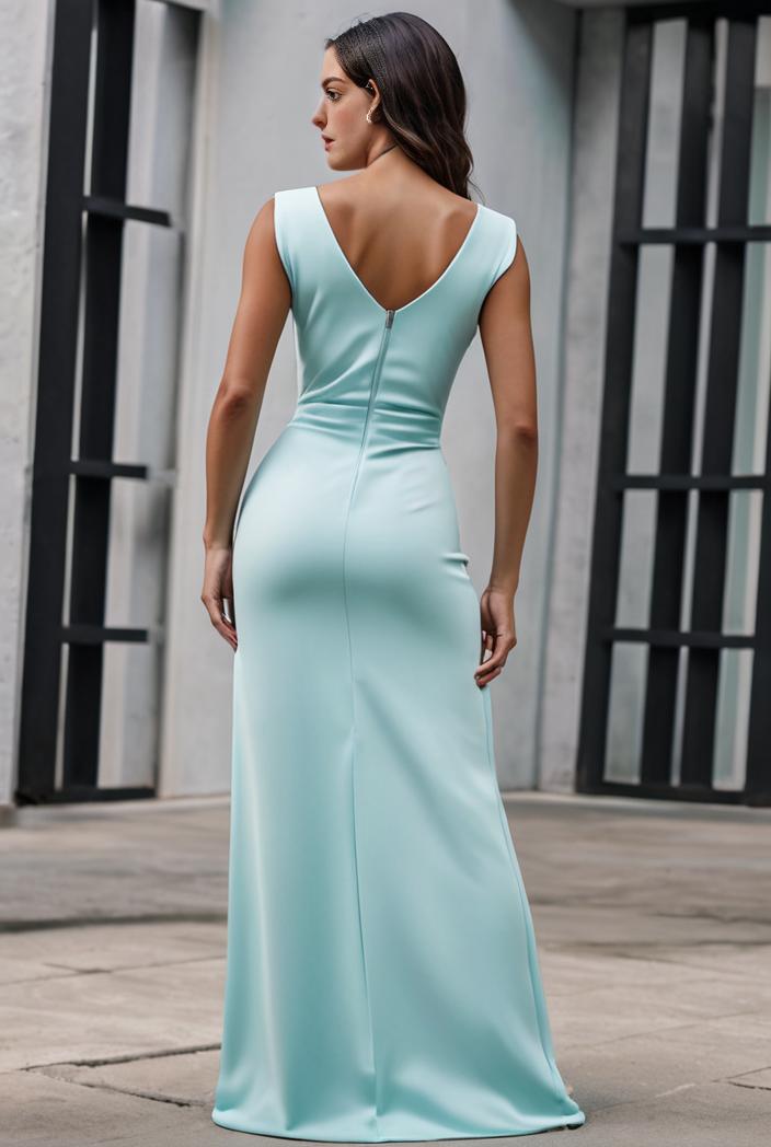 plus size shiny v neck side slit formal evening dress 120374
