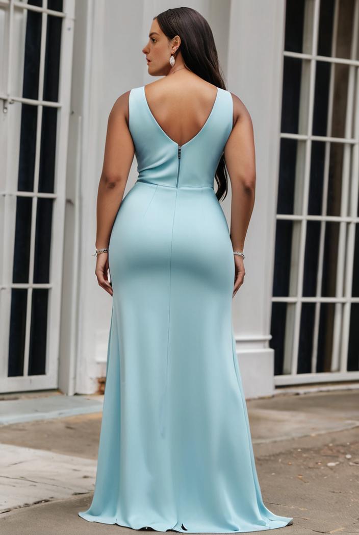 plus size shiny v neck side slit formal evening dress 120378