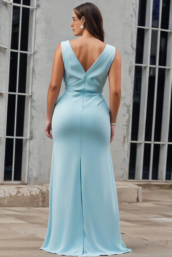 plus size shiny v neck side slit formal evening dress 120380