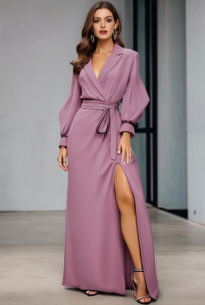 plus size shiny v neck side slit formal evening dress 120383