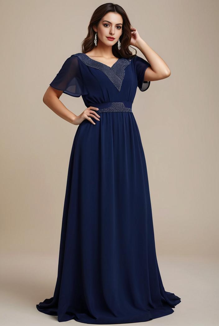plus size simple chiffon pleated a line round neckline bridesmaid dress 120421