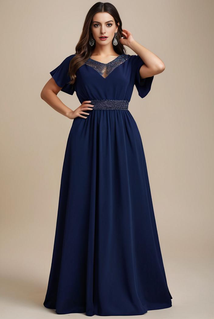 plus size simple chiffon pleated a line round neckline bridesmaid dress 120431