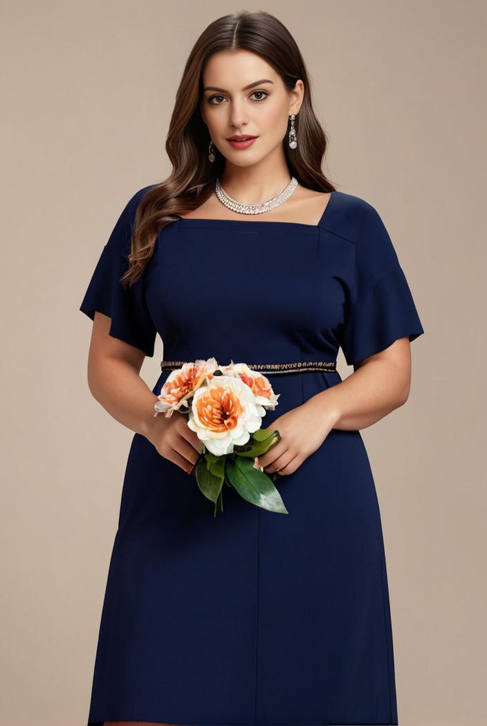 plus size simple chiffon pleated a line round neckline bridesmaid dress 120437