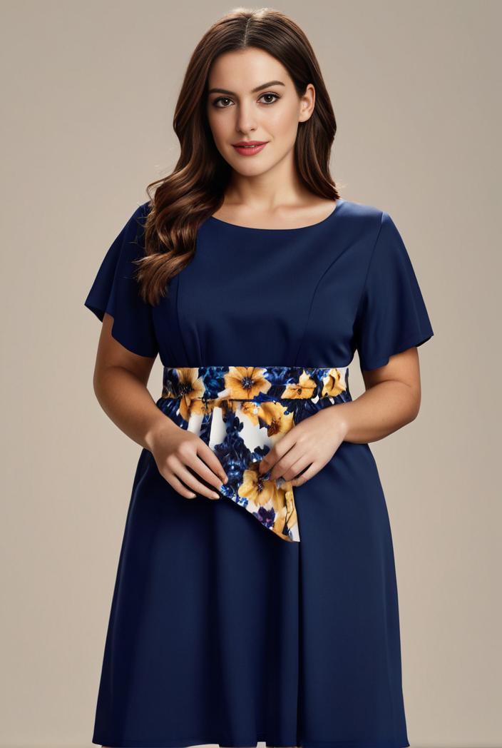 plus size simple chiffon pleated a line round neckline bridesmaid dress 120440