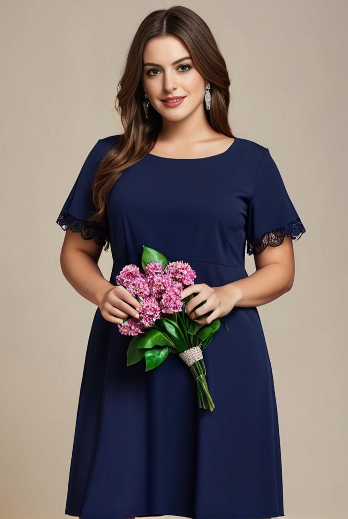plus size simple chiffon pleated a line round neckline bridesmaid dress 120444