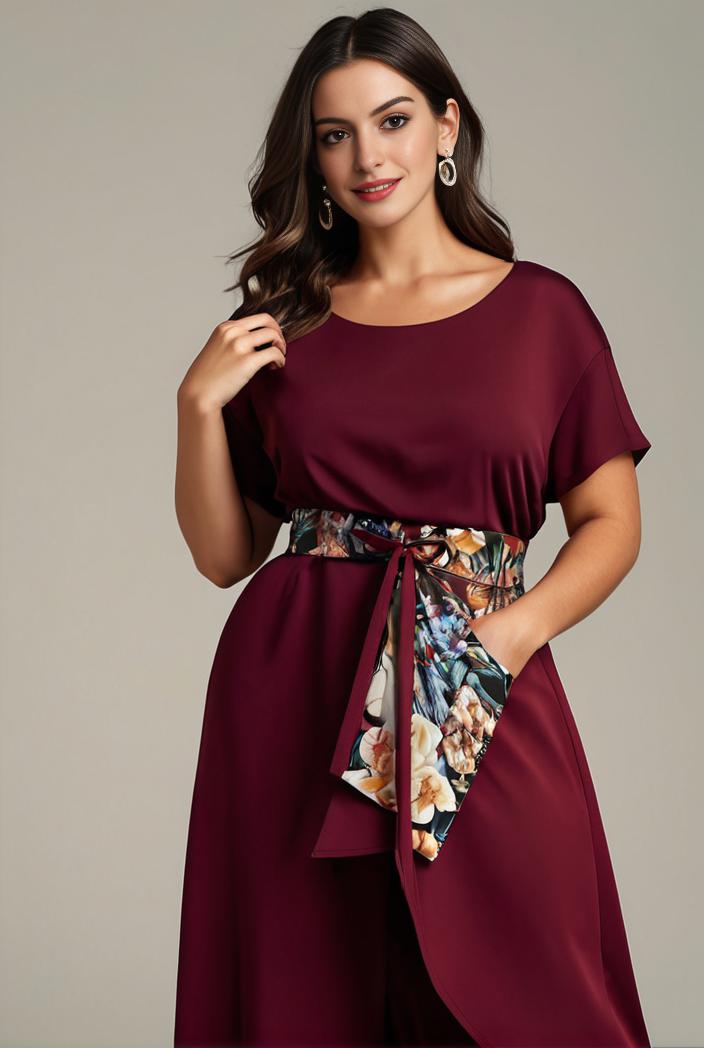 plus size simple chiffon pleated a line round neckline bridesmaid dress 120448