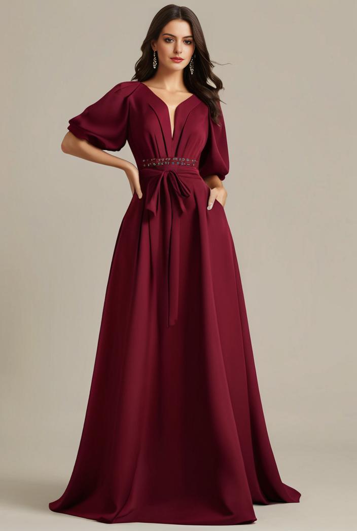 plus size simple chiffon pleated a line round neckline bridesmaid dress 120458