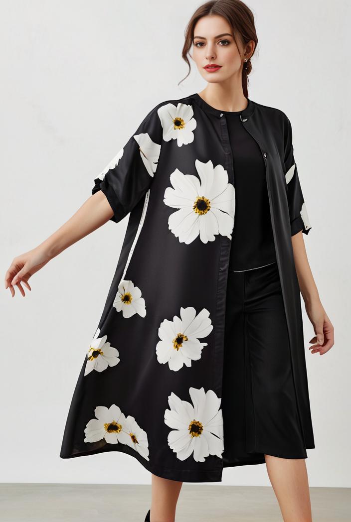 size curve dresses plus size loose elegant floral pattern stitching midi dress 124022