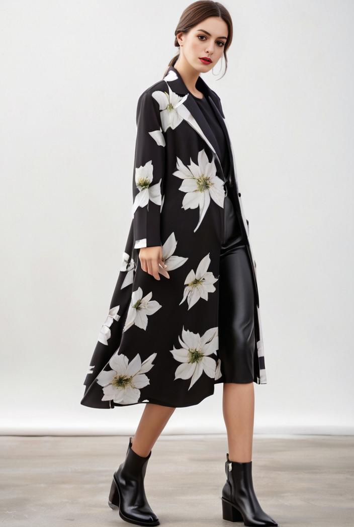 size curve dresses plus size loose elegant floral pattern stitching midi dress 124051