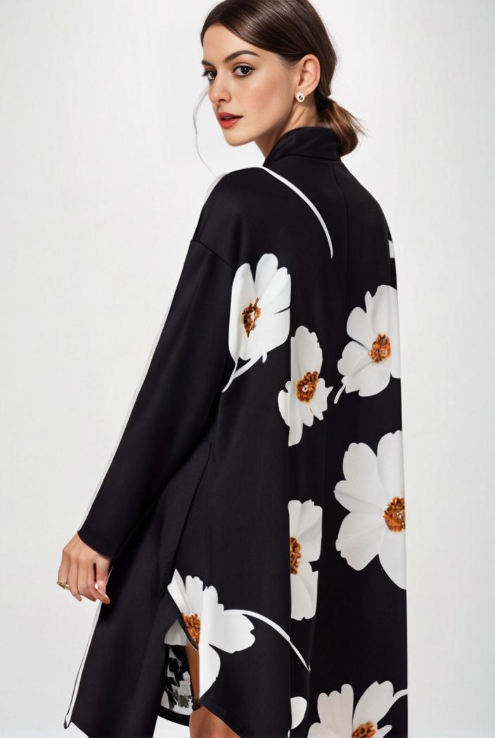 size curve dresses plus size loose elegant floral pattern stitching midi dress 124056