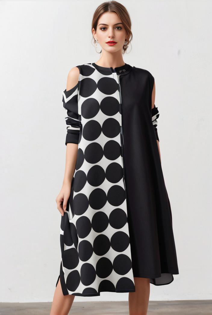 size curve dresses plus size loose elegant floral pattern stitching midi dress 124068