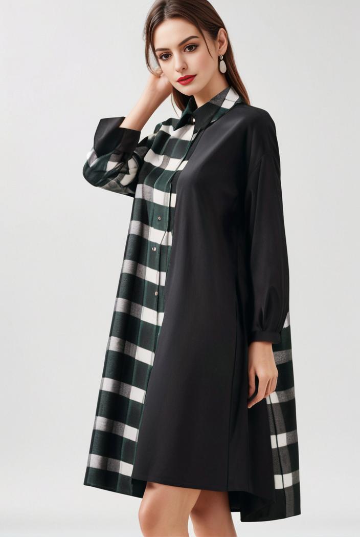 size curve dresses plus size loose elegant floral pattern stitching midi dress 124074