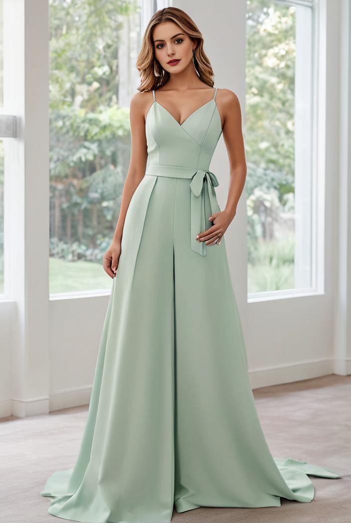 convertible chiffon lace open back spaghetti straps bridesmaid dress 129061