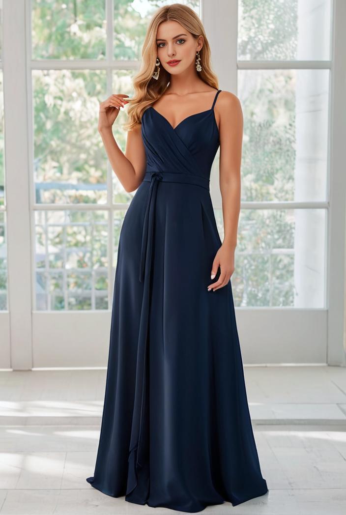 convertible chiffon lace open back spaghetti straps bridesmaid dress 129079
