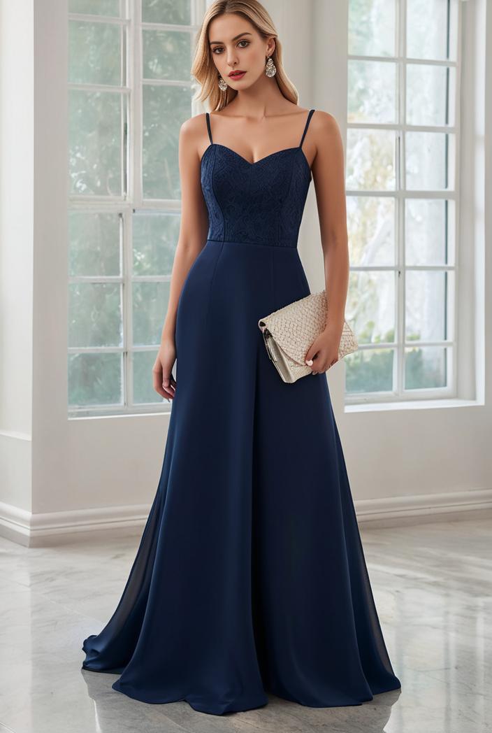 convertible chiffon lace open back spaghetti straps bridesmaid dress 129088