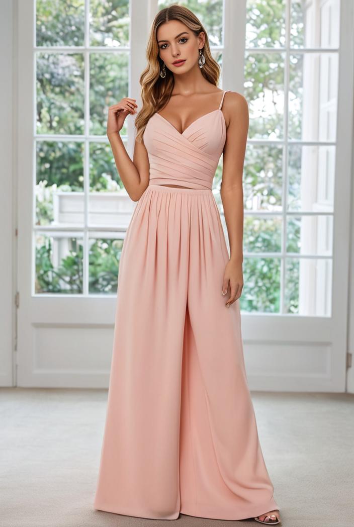 convertible chiffon lace open back spaghetti straps bridesmaid dress 129105