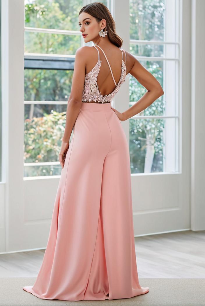 convertible chiffon lace open back spaghetti straps bridesmaid dress 129114