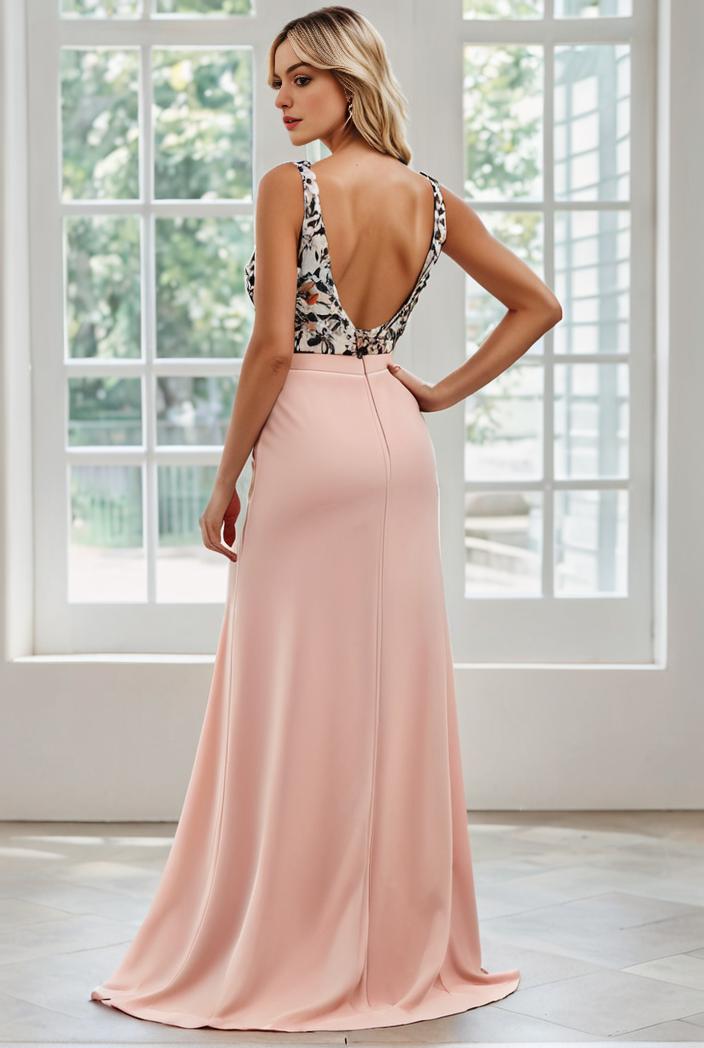 convertible chiffon lace open back spaghetti straps bridesmaid dress 129115