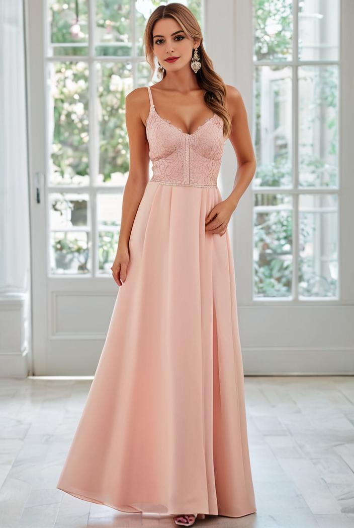 convertible chiffon lace open back spaghetti straps bridesmaid dress 129134