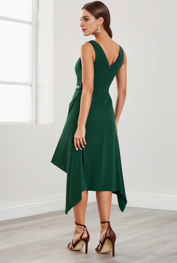 deep v neck lace chiffon bridesmaid dress with asymmetrical hem 129514