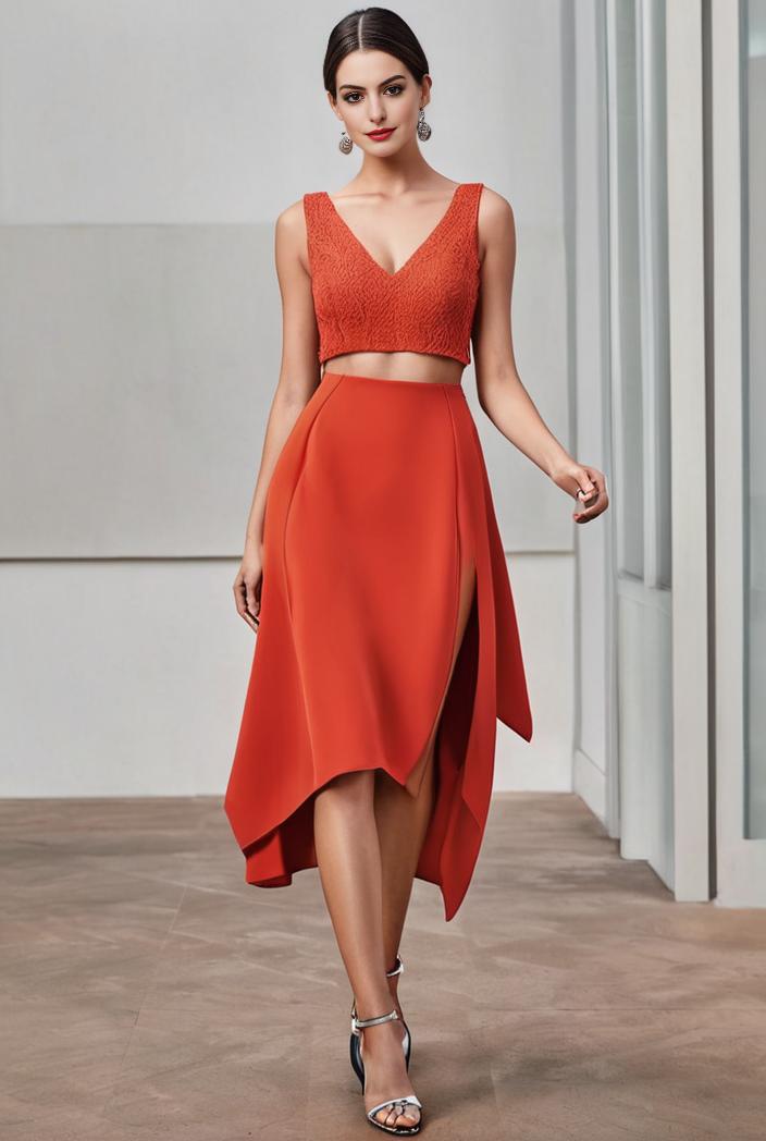 deep v neck lace chiffon bridesmaid dress with asymmetrical hem 129525