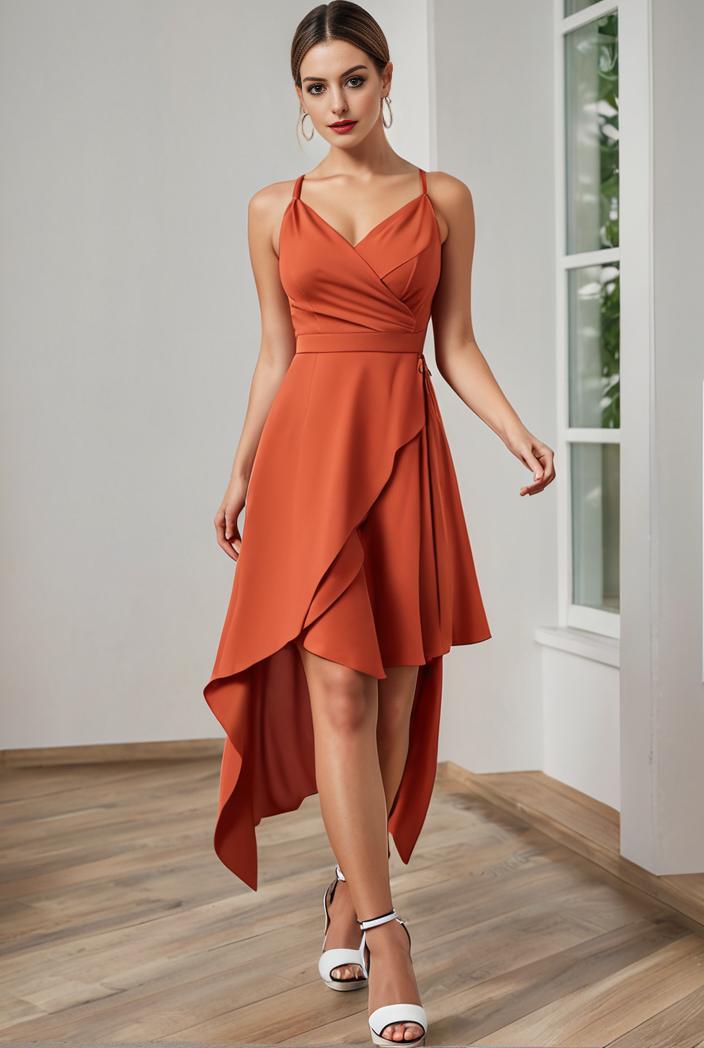 deep v neck lace chiffon bridesmaid dress with asymmetrical hem 129527
