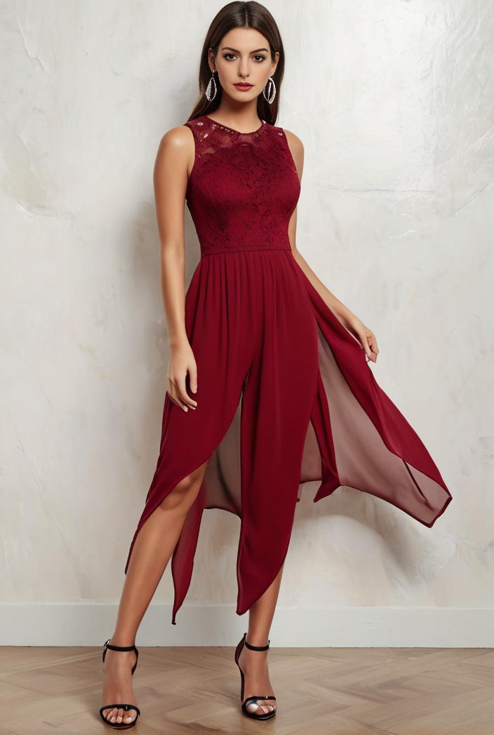 deep v neck lace chiffon bridesmaid dress with asymmetrical hem 129536