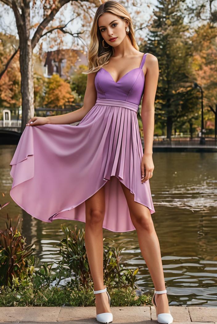 deep v neck lace chiffon bridesmaid dress with asymmetrical hem 129543