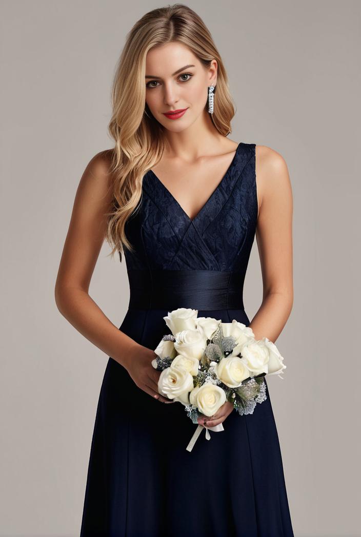 deep v neck lace chiffon bridesmaid dress with asymmetrical hem 129569