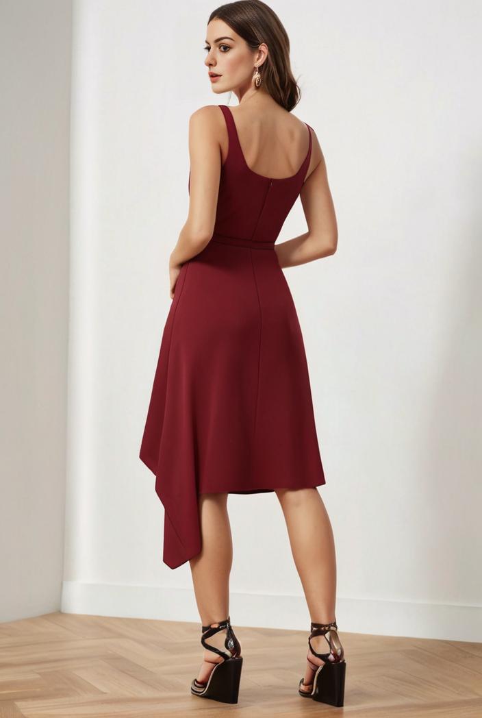 deep v neck lace chiffon bridesmaid dress with asymmetrical hem 129715