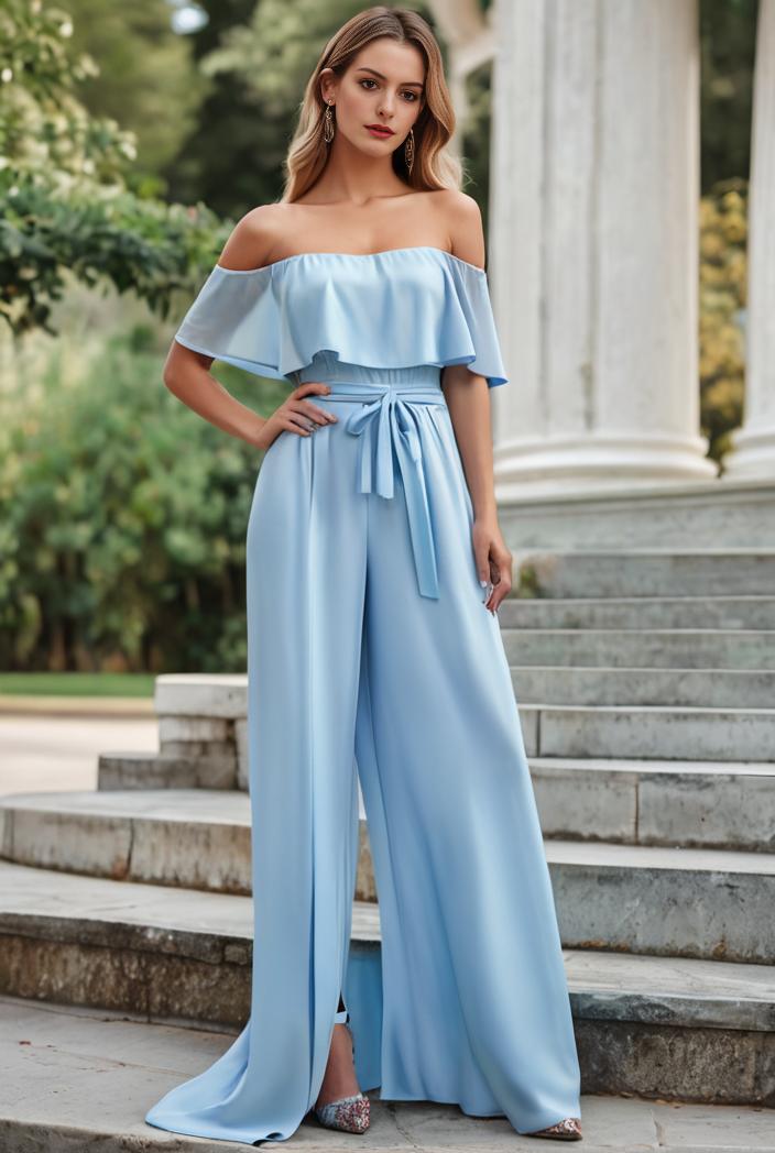 elegant chiffon high low off the shoulder bridesmaid dress 130360