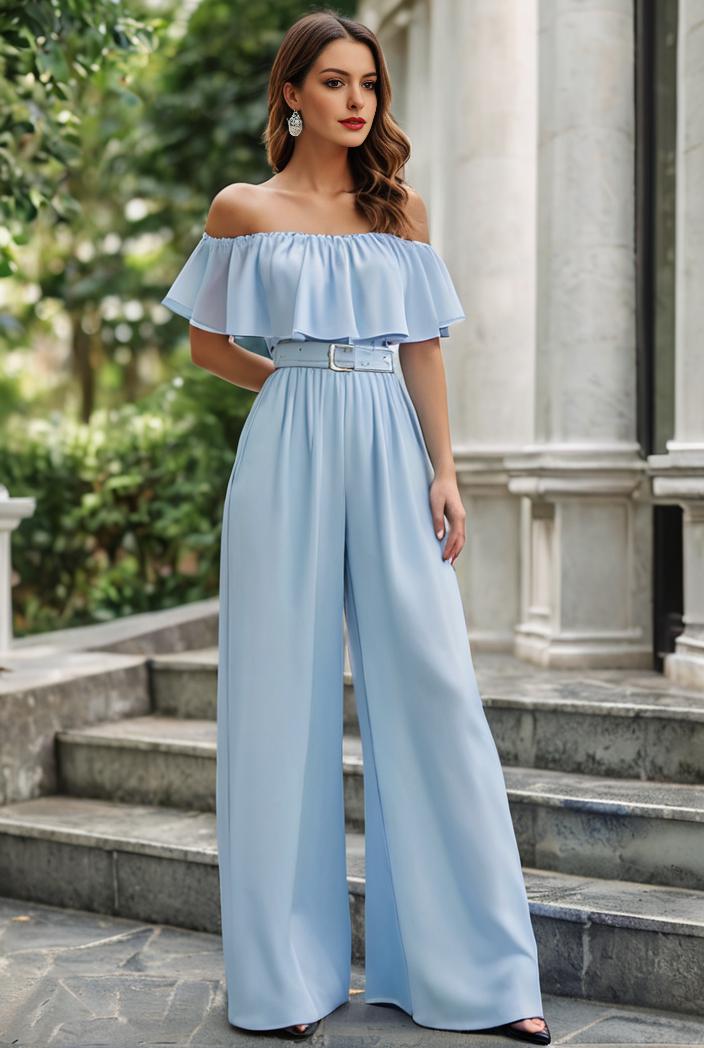 elegant chiffon high low off the shoulder bridesmaid dress 130361