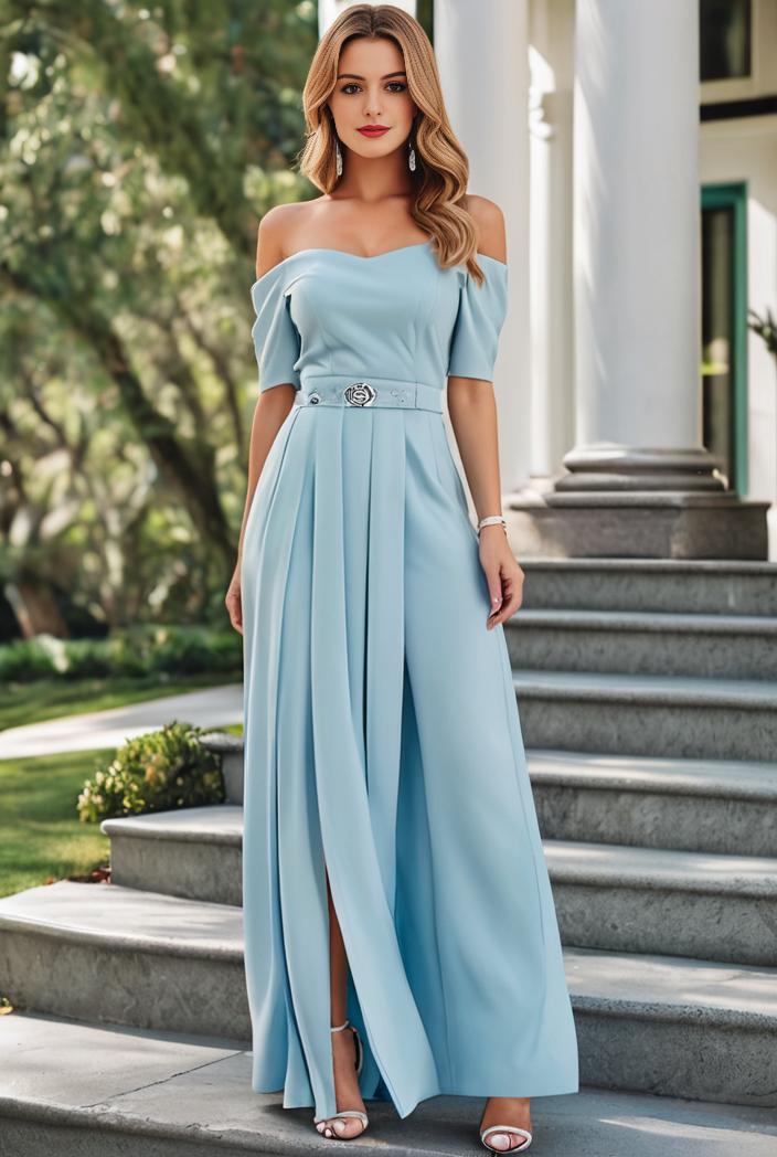 elegant chiffon high low off the shoulder bridesmaid dress 130364