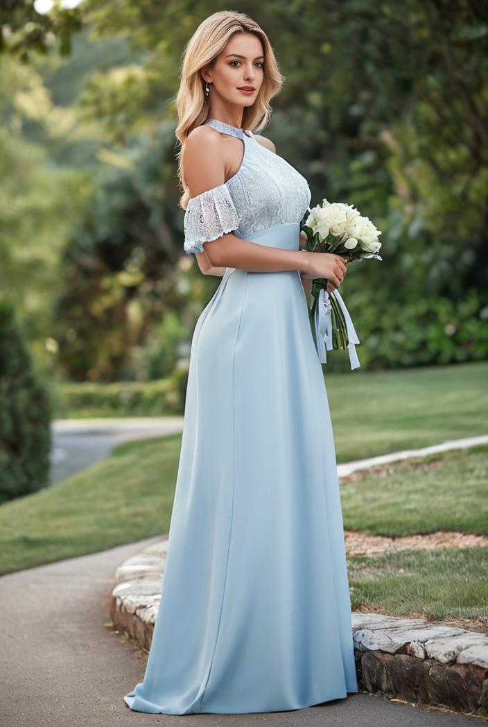 elegant chiffon high low off the shoulder bridesmaid dress 130368